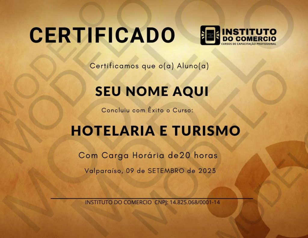 CERTIFICADO MAXXI CURSOS HOTELARIA E TURISMO
