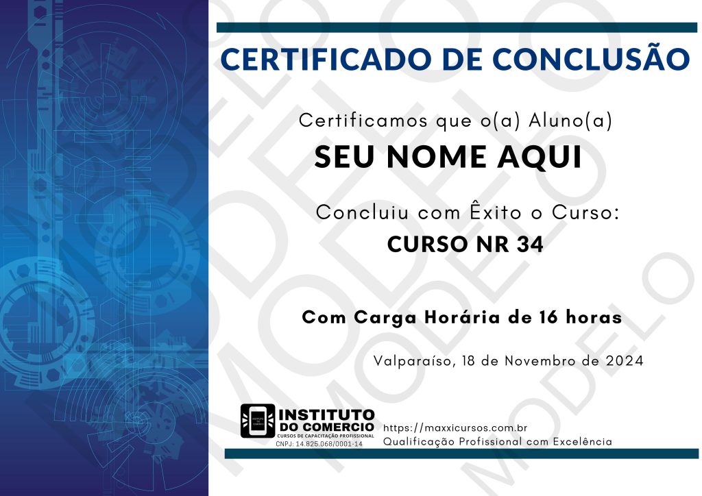 certificado Curso Online NR 34