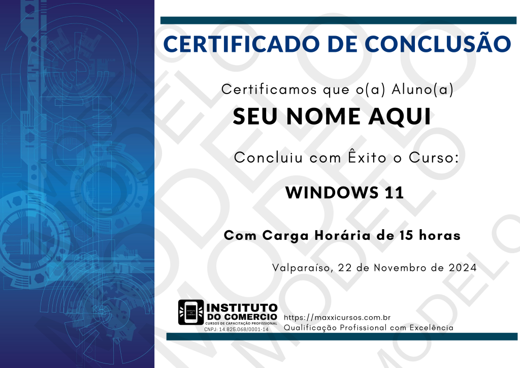 certificado curso online de Windows 11 kids