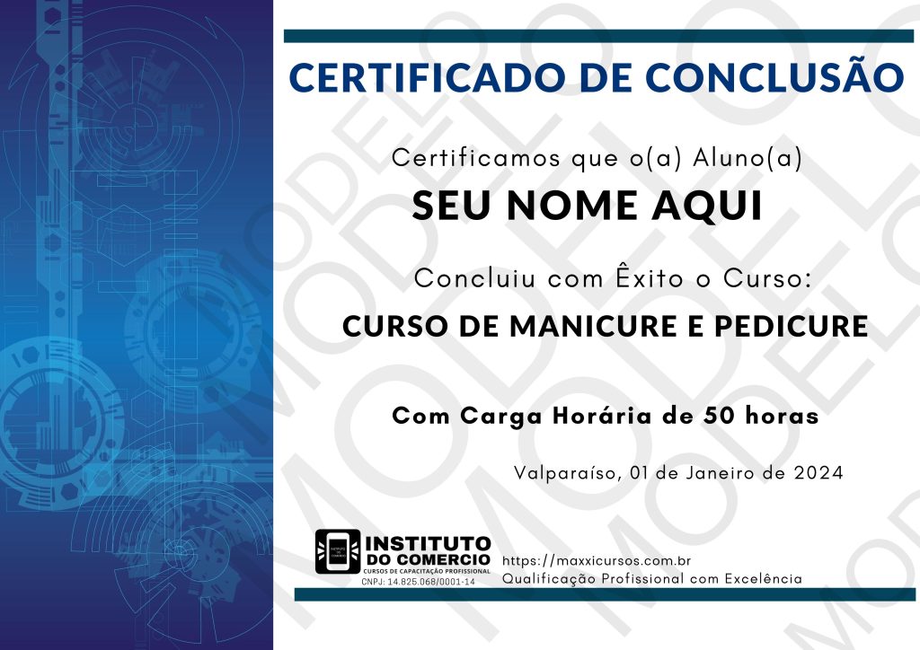 certificado Curso de Manicure e Pedicure