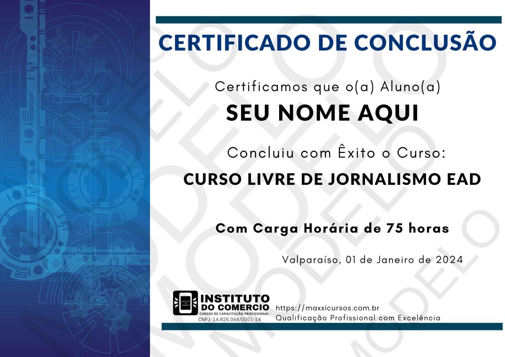 CERTIFICADO Curso Livre de Jornalismo EAD