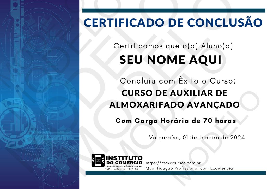 CERTIFICADO Curso de Auxiliar de Almoxarifado Avançado