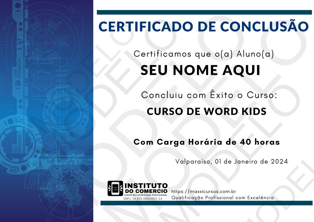 CERTIFICADO Curso de Word Kids