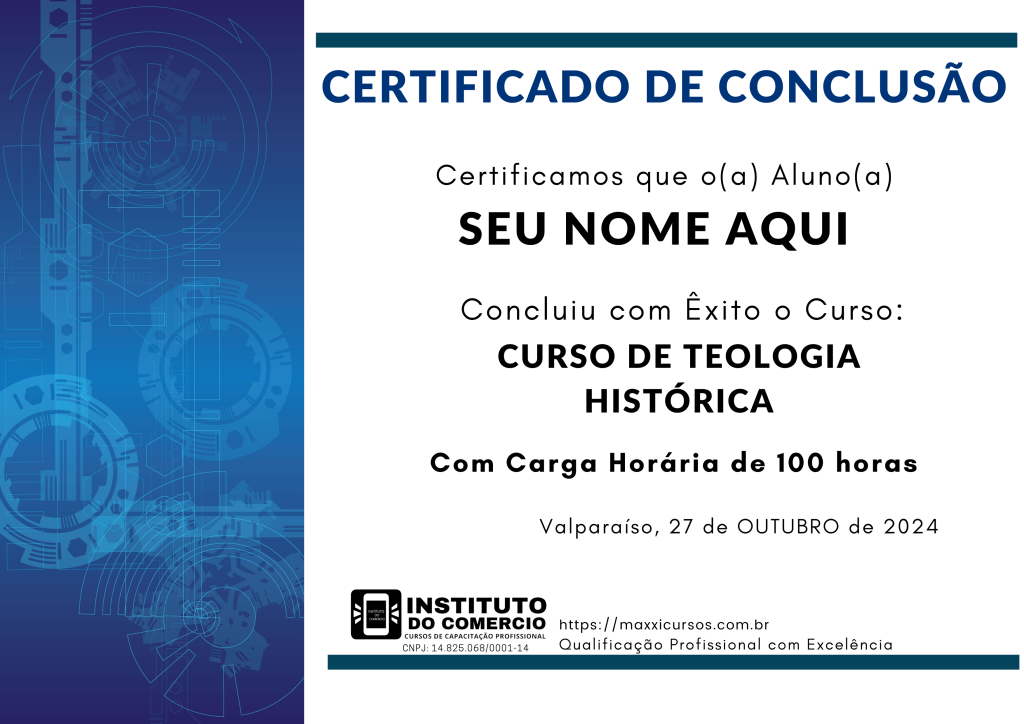 CERTIFICADO Curso de Teologia Histórica